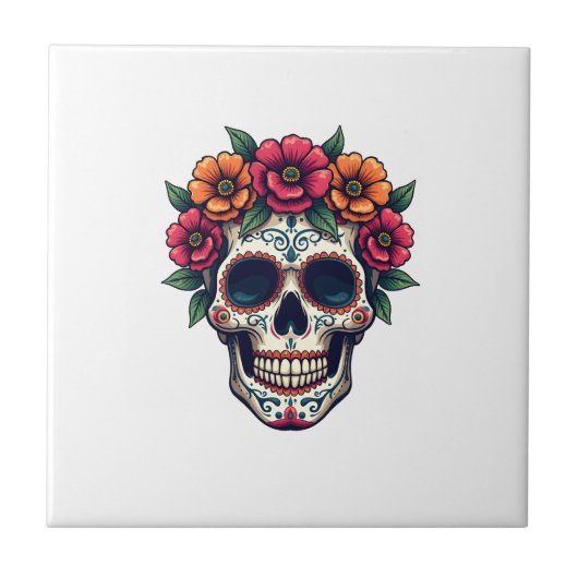 死者の日 スカルデザイン � Dia de los Muertos S タイル (正面)