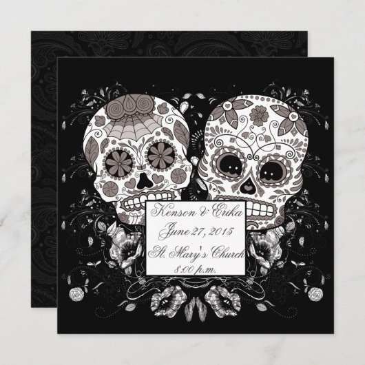 死者の日 スカル ウェディング パーティー イベント 招待状 (正面/裏面)
