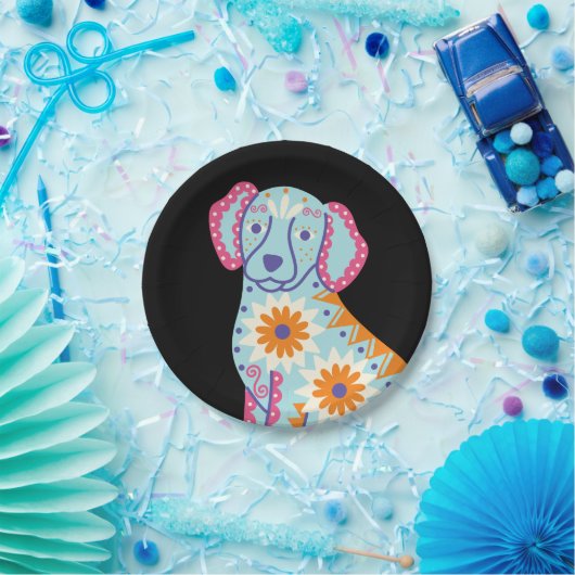 死者の日 スカル 犬 紙皿 (パーティー)