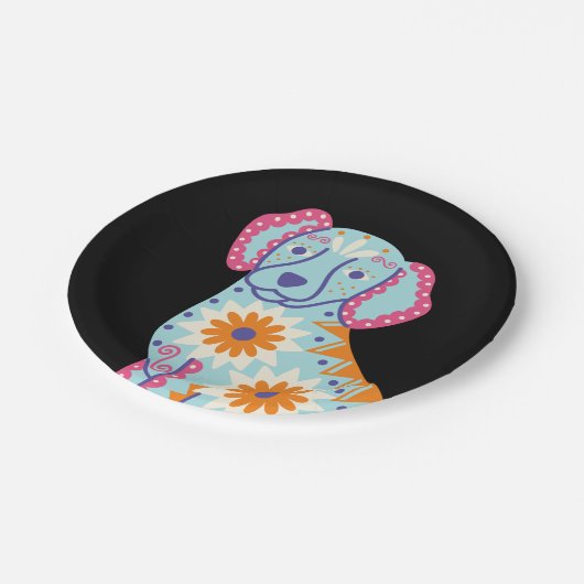 死者の日 スカル 犬 紙皿 (アングル)