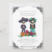 死者の日 スケルトン ハロウィンパーティー 招待状 (正面)