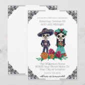 死者の日 スケルトン ハロウィンパーティー 招待状 (正面/裏面)