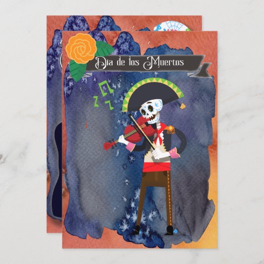 死者の日 ディア・デ・ロス・ムエルトス パーティー お祝い 招待状 (正面/裏面)