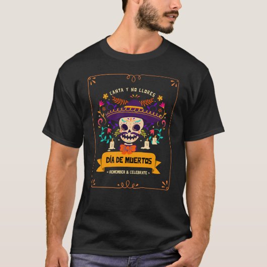 死者の日 ドクロ メキシコの祭り Tシャツ (正面)