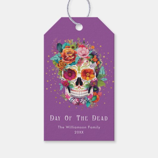 死者の日 メキシコのシュガースカル 全ての魂の祝日 ギフトタグ (正面)