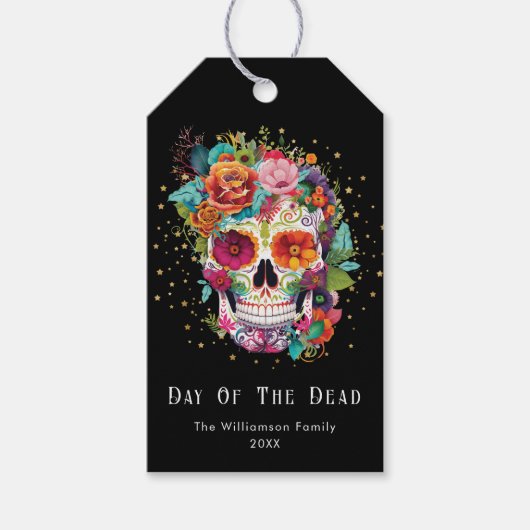 死者の日 メキシコのシュガースカル 全ての魂の祝日 ギフトタグ (正面)