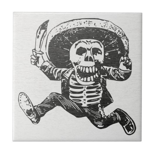死者の日 メキシコ スケルトン セラミックタイル (正面)