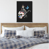 死者の日 猫 スカル 蝴蝶 キャンバスプリント (インサイチュ (寝室))