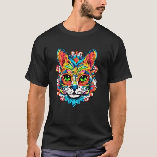 死者の日 猫 砂糖 ヴィンテージ ドクロ DIA DE LOS MUE Tシャツ (正面)