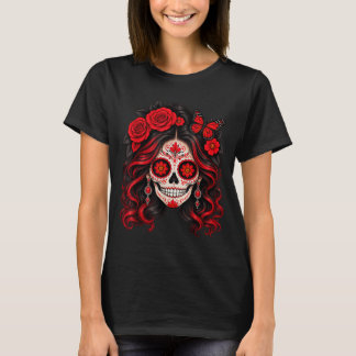 死者の日 砂糖の髑髏 カトリーナ Tシャツ
