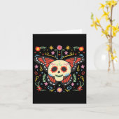 死者の日　砂糖スカル　モナーク蝶　ディア カード (黄色い花)