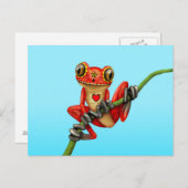 死者の日 赤いドット スカル ツリーフロッグ ポストカード (正面/裏面)