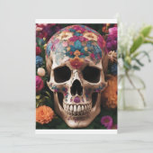 死者の日　金属のドクロ　と　花 招待状 (スタンド正面)