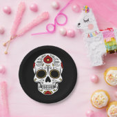 死者の日 黒いシュガースカル ペーパープレート (パーティー)