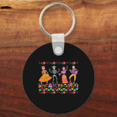 死者の日Dia De Los Muertos Mexican Skeleto キーホルダー (正面)