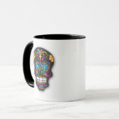 死者の黒くカラフルなメキシコ砂糖のスカル日 マグカップ (正面左)