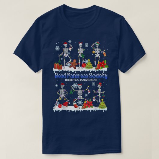 死膵臓糖尿病認識度踊り骨格  Tシャツ (デザイン正面)