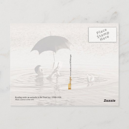 死読海の中で人間は傘を差している ポストカード (裏面)