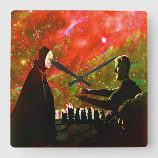 死遊のチェス スクエア壁時計 (正面)