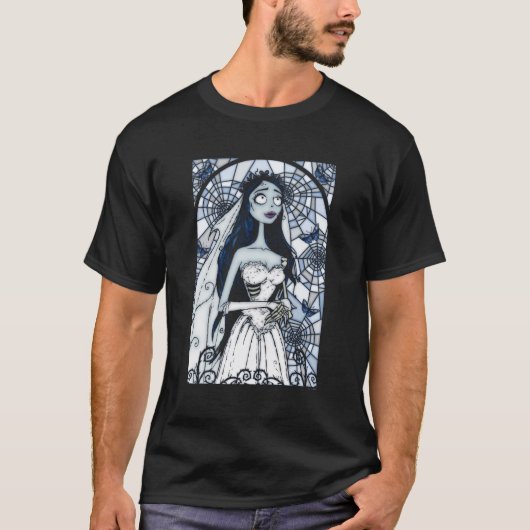 死骸の花嫁エミリー死の花嫁ステンドガラスフレーム Tシャツ (正面)