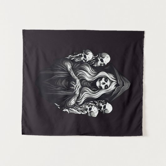 死(スカル) タペストリー (正面(横))