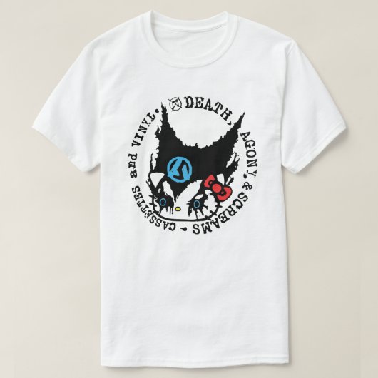 死、苦しみ、悲鳴のカセッテとビニール Tシャツ (デザイン正面)