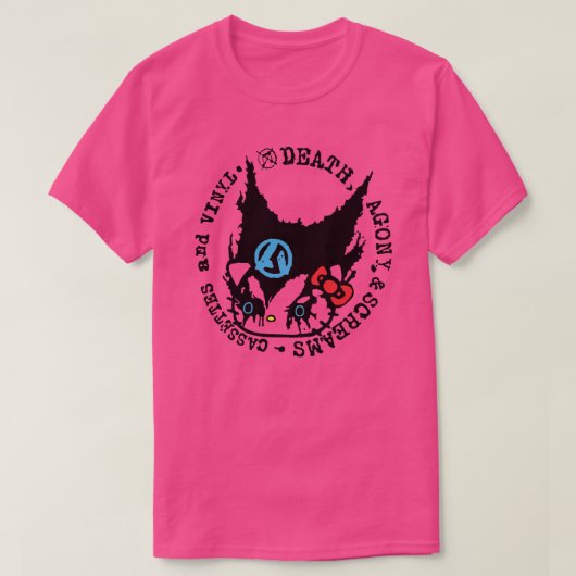 死、苦しみ、悲鳴のカセッテとビニール Tシャツ (デザイン正面)