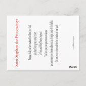 殉教の聖スティーブン祈りの言葉カード ポストカード (裏面)