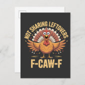 残さないで！感謝祭の七面鳥をめぐるフカフカとカエルの喧嘩 インビテーションポストカード (正面/裏面)