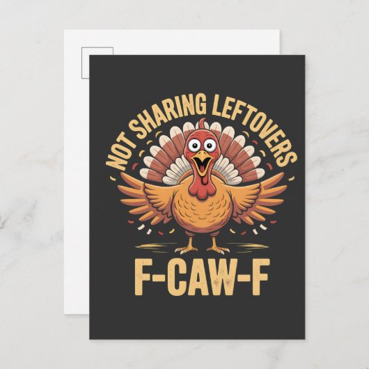 残さないで！感謝祭の七面鳥をめぐるフカフカとカエルの喧嘩 インビテーションポストカード (正面/裏面)