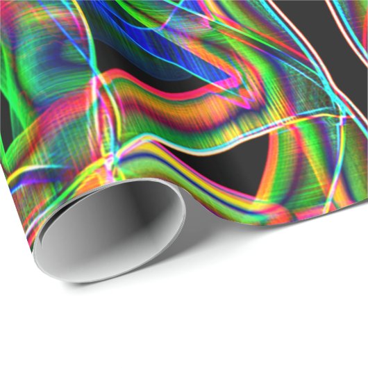 残ったカラフルネオンテープが交差して重なり合った ラッピングペーパー (ロールコーナー)