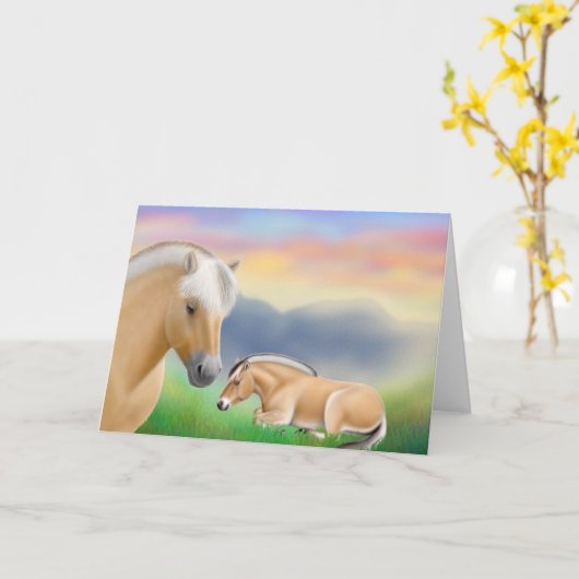 残りの挨拶状のフィヨルドの馬 カード (黄色い花)