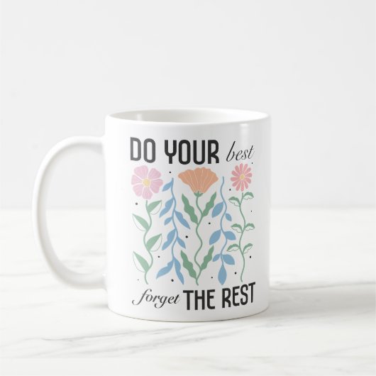 「残りの最高のこ忘れとを実行する」レトロフローラ コーヒーマグカップ (左)
