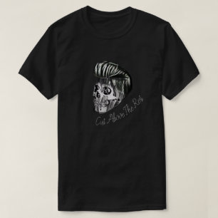 残りのTシャツの上で切られるスカルのポンパドゥール Tシャツ