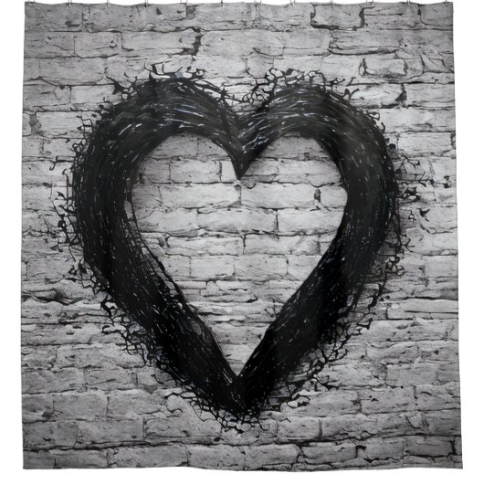 残りハート02 シャワーカーテン (正面)