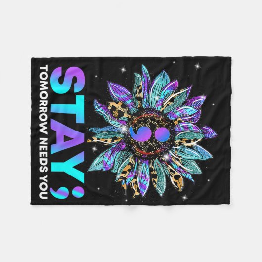 残る;明日は自殺を防止する必要がある粟原 フリースブランケット (正面(横))