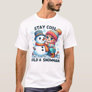 残クールる、雪だるまを構築 Tシャツ