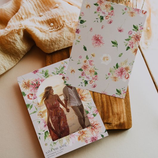 残光の庭園　花の写真　保存日付 セーブザデート