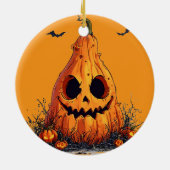残忍な顔でカボチャをニヤニヤさせる セラミックオーナメント (裏面)