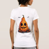 残忍な顔でカボチャをニヤニヤさせる Tシャツ (裏面)