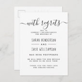 残念なお知らせ エレガントウェディング変更のお詫び インビテーションポストカード (正面/裏面)