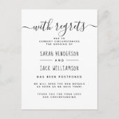 残念なお知らせ エレガントウェディング変更のお詫び インビテーションポストカード (正面)