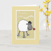 残念なかわいいヒツジ、内気な感じること謝罪カード カード (黄色い花)