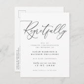 残念ながらブラック＆ホワイト延期結婚式 インビテーションポストカード (正面/裏面)