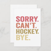 残念ながらホッケーバイホッケーラバーおもしろいレトロ サンキューカード (正面/裏面)