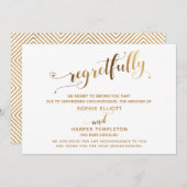 残念ながら結婚式をキャンセル 金の筆文字カード 招待状 (正面/裏面)