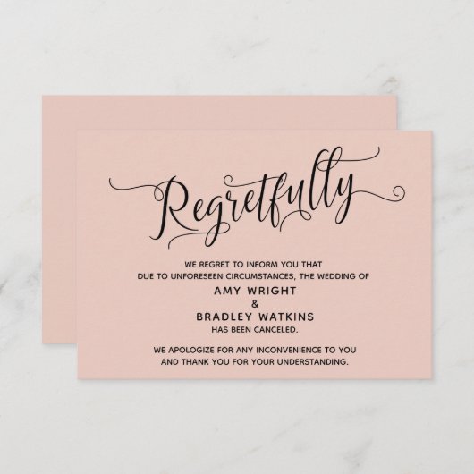 残念なほど優雅なブッシュ キャンセルされた結婚式のカード 招待状 (正面/裏面)