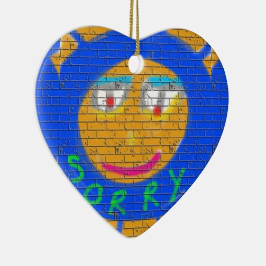 残念なグラフィティ、アート悲しい顔、悲しみの後悔 セラミックオーナメント (右)