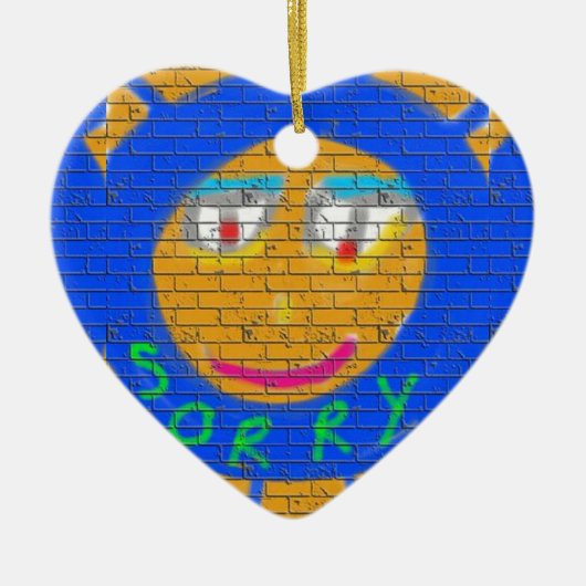 残念なグラフィティ、アート悲しい顔、悲しみの後悔 セラミックオーナメント (正面)