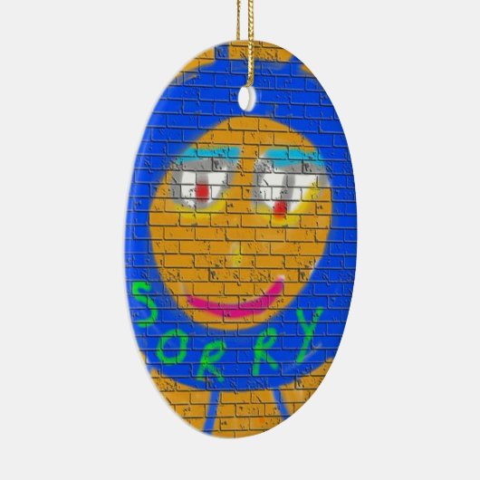 残念なグラフィティ、アート悲しい顔、悲しみの後悔 セラミックオーナメント (右)